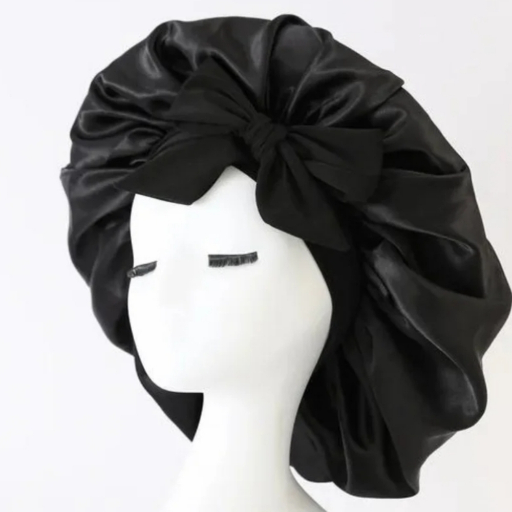 Velanico Black Satin Bonnet